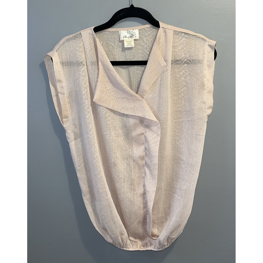 Liberty Love Sleeveless V-Neck Blouse Womens S Sheer Elastic Waist